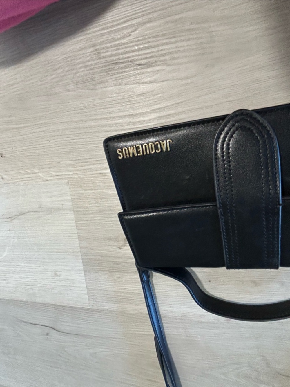 Jacquemus Black Leather Crossbody with Gold Logo